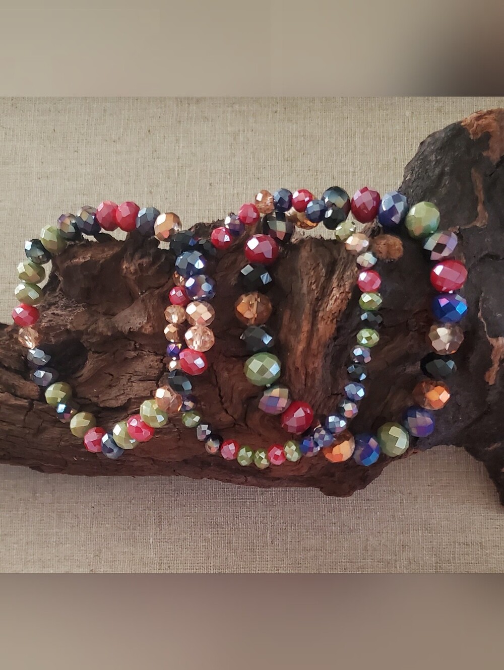 Multicolor Faceted Beaded Stretch Bracelet Trio Set Colorful Stackable OS - Picture 5 of 5